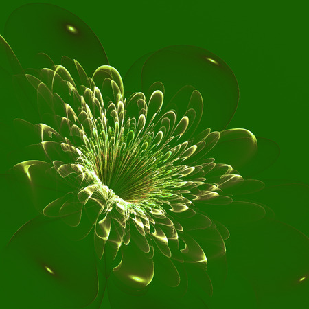 Beautiful flower on green background. Computer generated graphics.の写真素材