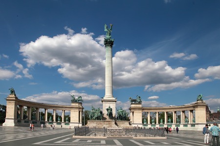BUDAPEST - CIRCA JULY 2014 : Monument at Heroes Square circa July 2014 in Budapest, Hungary. This square has been UNESCO World Heritage site since 2002.のeditorial素材