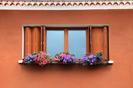 Window box flower arrangementの写真素材