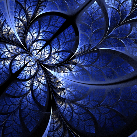 Fabulous fractal pattern in darkblue. Collection - tree foliage. Computer generated graphics.の写真素材
