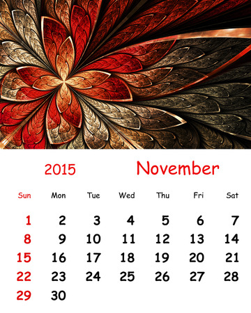 2015 Calendar. November.Fractal pattern in stained glass style.の写真素材