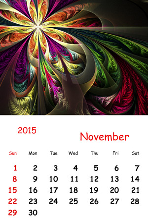 2015. November. Calendar with beautiful fractal pattern.の写真素材