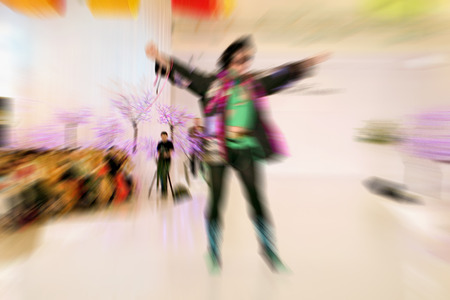 fashion model on catwalk - radial zoom blur effect defocusing filter applied