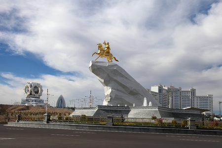 Ashgabat, Turkmenistan - October 20, 2015. Monument to President of Turkmenistan Gurbanguly Berdimuhamedov. Ashgabat, Turkmenistan - October 20, 2015.のeditorial素材