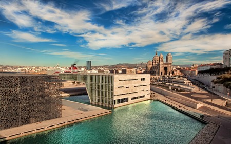 MARSEILLE, FRANCE - October 19, 2015 : The modern building of Museum of European and Mediterranean Civilizations (MuCEM). It was  inaugurated on 2013 when the city was the European Capital of Cultureのeditorial素材