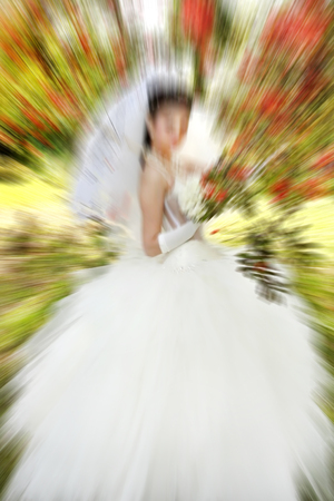 Wedding.  Radial zoom blur effect defocusing filter appliedの写真素材