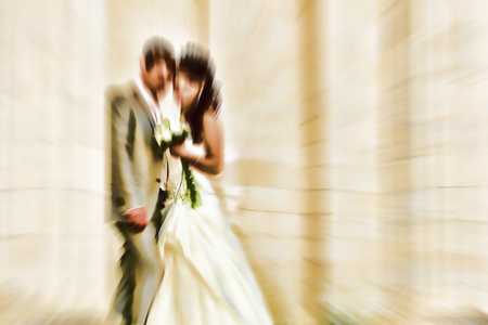 Wedding.  Radial zoom blur effect defocusing filter appliedの写真素材