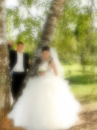 Wedding.  Radial zoom blur effect defocusing filter appliedの写真素材