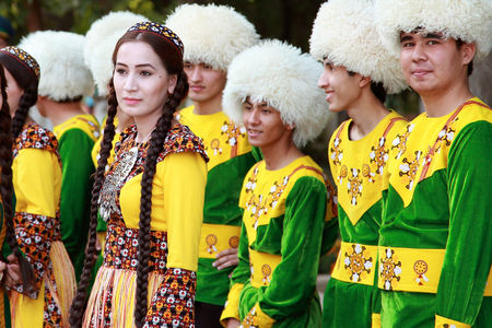 September, 12, 2017. Ashgabat, Turkmenistan: A group of dancers before the performance at the Kurban-Bairam Festival. September, 12, 2017. Ashgabatのeditorial素材