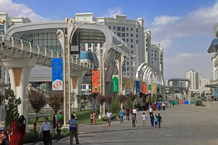 Ashgabat, Turkmenistan -  September 26, 2017:  Part of the sport complex, which hosted 5 Asian Games.  Asian indoor games and martial arts, was held in Ashgabat,  Turkmenistan in 2017. From September 17 to September 27.のeditorial素材