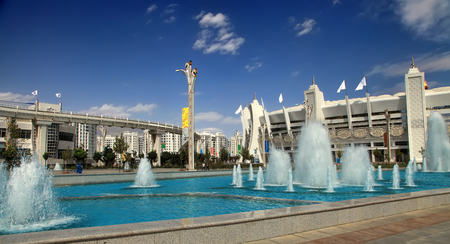 ASHGABAT, TURKMENISTAN, September 26, 2017:  Modern architecture of Ashgabat. Ashgabat is the capital of Turkmenistan. ASHGABAT, TURKMENISTAN, September 26, 2017.のeditorial素材