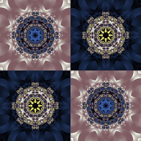 Two-tone pattern with petals and square ornament. You can use it for invitations, notebook covers, phone case, postcards, cards, ceramics, carpets. Artwork for creative design.の写真素材