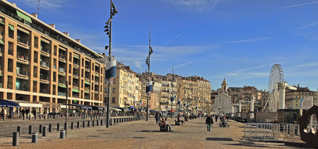 FRANCE, MARSEILLE -November 19, 2018: Old port (Vieux-Port). Marseille is France's largest city on the Mediterranean coast and largest commercial port. MARSEILLE - November 19, 2018.のeditorial素材