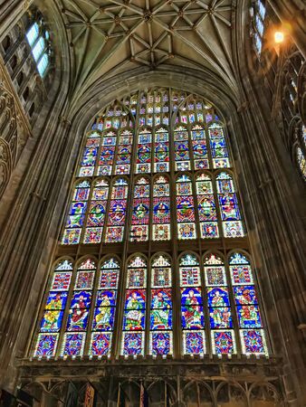 Stained Glass Windows at Canterbury Cathedral, Englandの写真素材