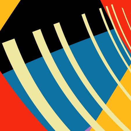 Abstract flat geometric and curve multicolor background.  Retro style. Template for web page, greeting card and poster design.の写真素材