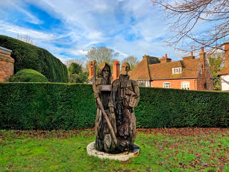 Pilgrim Milestone Sculpture by Steven Andrews, donated to the parish of Chilham, Kent, UK