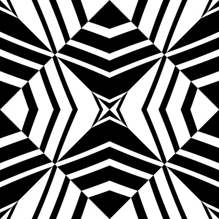 Abstract pattern with decorative geometric elements. Black and white ornament. Modern stylish texture repeating. Great for tapestry, carpet, bedspread, fabric, ceramic tile, pillowの写真素材