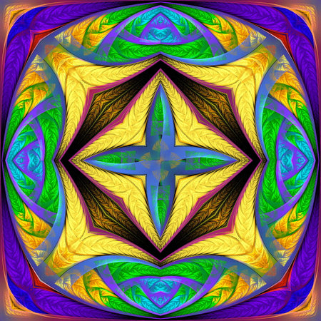 Beautiful multicolored fantasy pattern. You can use it for stained-glass window, tile, mosaic, ceramic, notebook covers, phone case, postcards, cards, wallpapers. Artwork for creative design, art.の写真素材