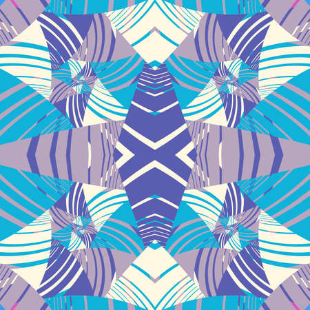 Abstract flat geometric and curve colorful pattern. Retro style. Template for web page, greeting card and poster design.の写真素材