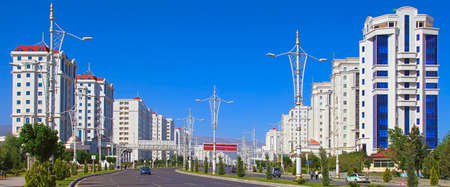 Ashgabat, Turkmenistan - May 02, 2019: Modern architecture of Ashgabat. View of the modern district. Ashgabat, Turkmenistan, May 02, 2019.のeditorial素材
