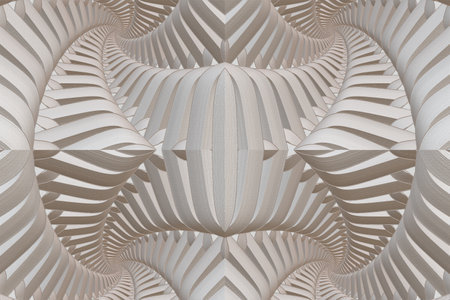 Fractal pattern in the style of stucco bas-relief on a gray stone wallの写真素材