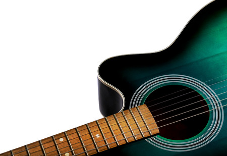 part of the acoustic guitar, black and green color isolated on a white backgroundの写真素材