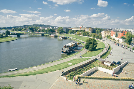 Cracow panorama with Vistula river. Aerial view