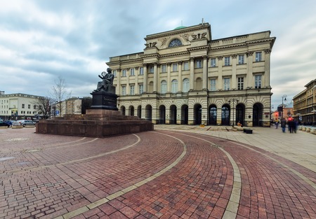 Staszic Palace in the evening in Warsawa, Polandのeditorial素材