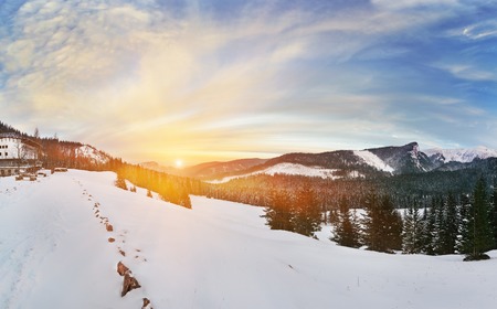 Sunset from the rugged mountain summit, High Tatras, Polish.のeditorial素材
