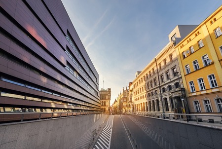 New and old architecture of Wroclaw, on the sunset. Poland. Europe.のeditorial素材
