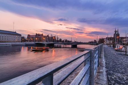 Regional Office and National Museum in Wroclaw, Poland, during sunset.のeditorial素材