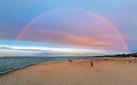 Rainbow on the beach in the Sopot near Gdansk. Polandの写真素材