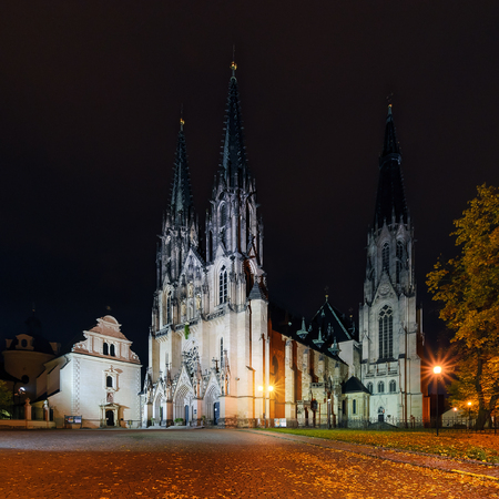 St.Wenceslas Cathedral in Olomouc in autumn. Czech Republic. Europe.の写真素材