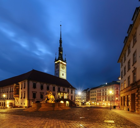 Main squere of Olomouc, in the evening, Czech Republic. Europe.のeditorial素材