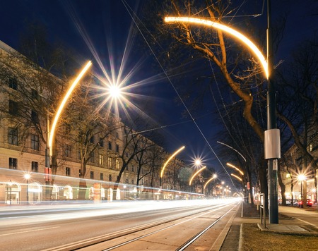Beautiful street lights in central part of Vienna, Austria, Europe.