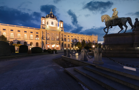 Naturhistorisches Museum Wien after sunset in Austria. Europe.のeditorial素材