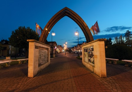The arch in Zory after sunset. Poland, Europe.の写真素材