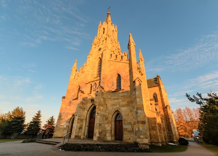 Gothic Saint Jacek stone church in Chocholow, Poland, side view.