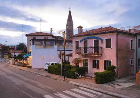 lovely buildings in Caorle in the evening. Europe. Italy.