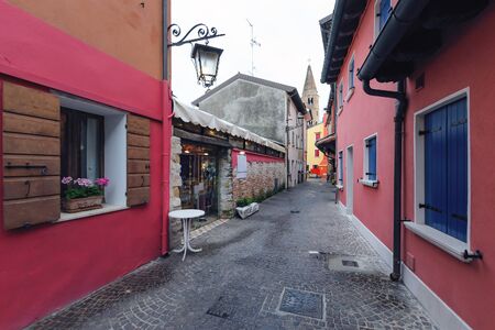 authentic courtyard in the centre of Caorle, day foto. Italy. Europeの写真素材