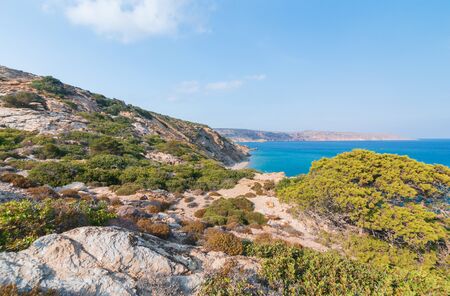 Afternoon foto of aerial view on Vai palm beach in Crete island.の写真素材