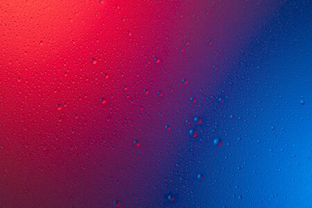 drops background in neon light, trend 2020 color Aqua menthe classic blue Lush lava, Flat lay top...