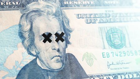 Global economic crisis of 2020 concept. Dollar bill close up. Symbol of economic and financial.
