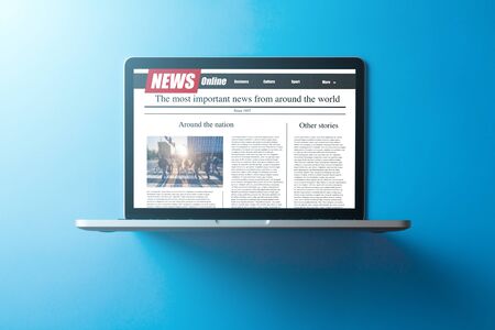 news on a computer screen. Mockup website. Newspaper and portal on internet.