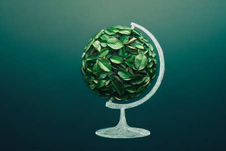 Globe earth eco concept. Earth world environment day symbol. Copy space. Minimal nature idea to artwork designの写真素材
