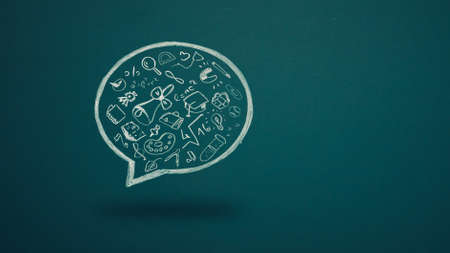 Studying online, internet education app and website concept. Light bulb with school icons. Digital...