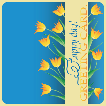 Yellow tulips. Greeting. Design greeting cards happy birthday, happy anniversary, March 8, Valentine's Day, engagement, wedding day.のイラスト素材