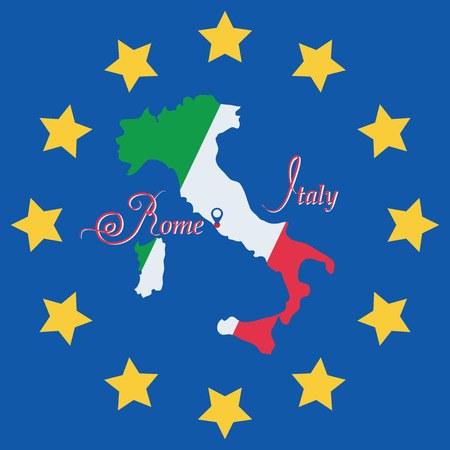 Italy. Symbol. Map. Vector image. The development of a logo, sign to illustrate books, brochures, leaflets, use on websites, Souvenirs and maps.のイラスト素材