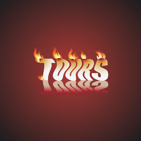 Burning tour and excursion. Vector Image. Design of tourist firms, websites, posters and presentations.のイラスト素材