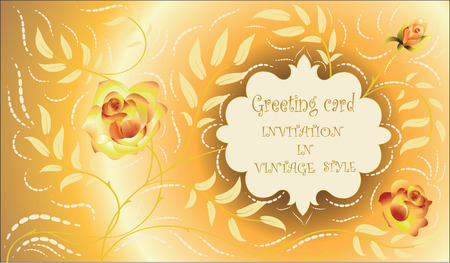 Rose in gold. Holiday card. Vector image.のイラスト素材